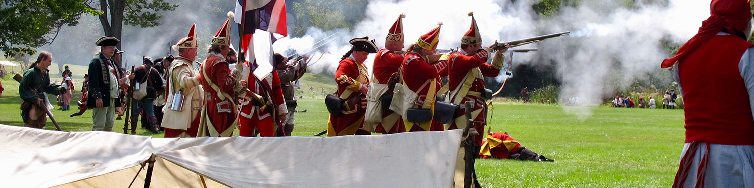 British Forces during a reenactment volley